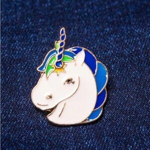 Unicorn Enamel Pin with Blue and Green Accents